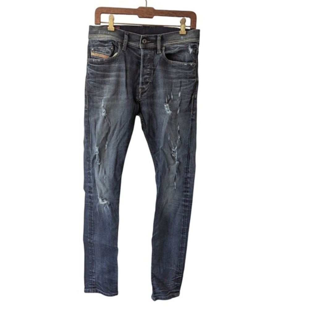 Diesel‎ Distressed Slim Fit Jeans Faded Black Wash Denim Button Fly Size 30